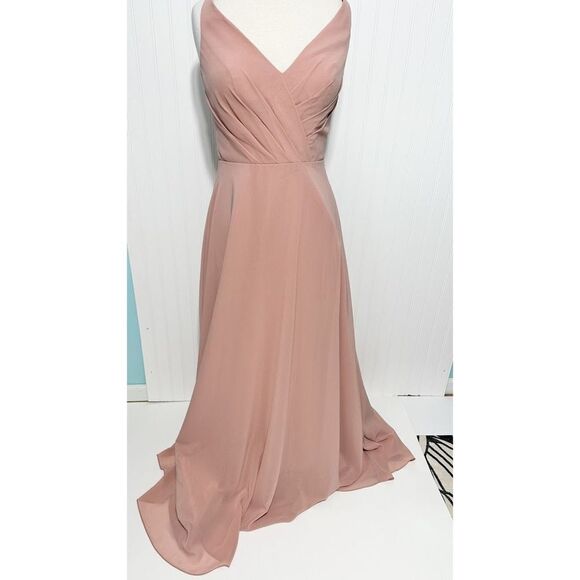 Sorella Vita Classic Lace-Up Back Chiffon Bridesmaid‎ Dress Gown Pink Size 12 - Picture 14 of 14